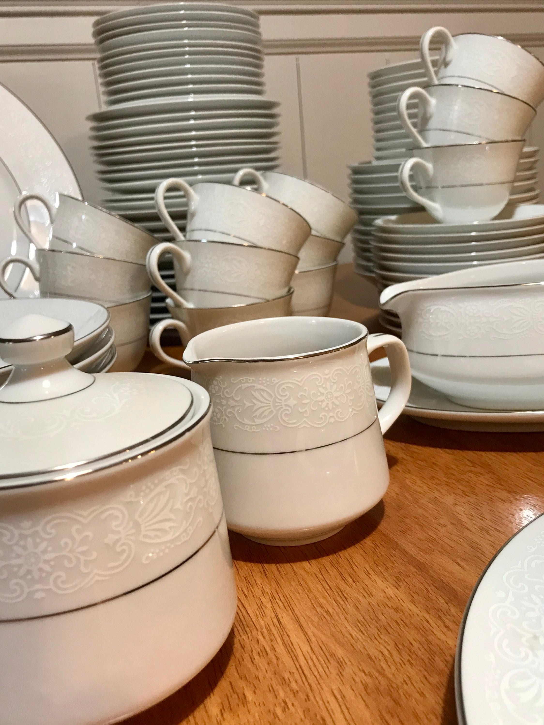 Brentwood White Lace China Vintage Dinnerware Set Fine Etsy