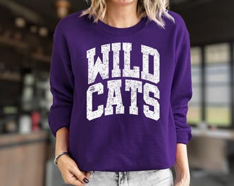 Wildcats ronde hals | T-shirt met wilde stakingen | Wildcats T-shirt met lange mouwen