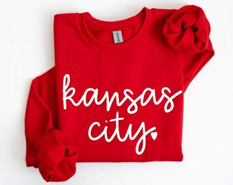 White Kansas City Cursive Crewneck | White Kansas City Cursive T-Shirt | White Kansas City Cursive Long Sleeve Tee