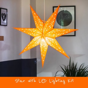Kit lanterna a forma di stella di carta arancione con illuminazione LED USB - Decorazione versatile e a risparmio energetico per la casa