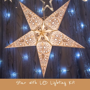 Lanterna di carta Scandi bianca con kit di illuminazione a LED - Arredamento nordico per la casa