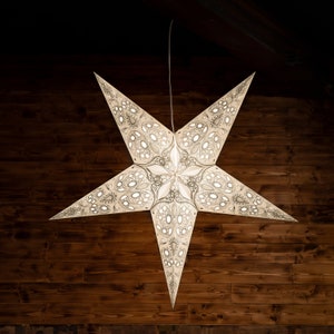 White Light Up Star Scandi Lampshade Hygge Lampshade Christmas Window Decoration Handmade Star Lampshade image 2