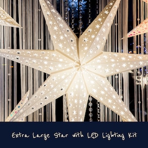 Lanterna Jumbo White Star con kit di illuminazione LED USB / Lanterna Starlight in carta bianca extra large