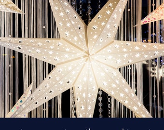 Linterna de estrella blanca gigante con kit de iluminación LED USB / Luz de estrella de papel blanco extra grande