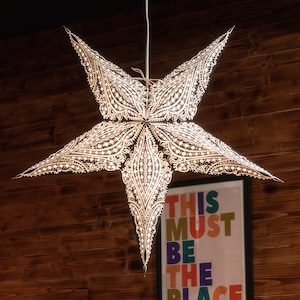 Star Lantern | Black and White Lampshade | Neutral Lampshade| Paper Starlight | Star Lampshade | Wedding Lighting | Handmade | Boho Wedding