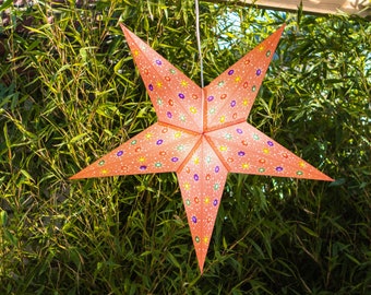 Pink Pattern Paper Star Lantern | Handcrafted with Multi Colour Tissue Inserts