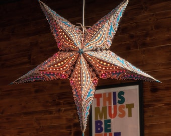 Star Lantern | Star Lampshade | Boho Lampshade |  Star light | Hanging Lantern | Christmas Window Decoration | Handmade Star Lampshade