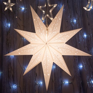 Lanterna a stella Prosecco / Stella di Natale in carta bianca / Lanterna a stella sospesa / Paralume a stella bianca / Fatto a mano / Luce a stella di carta