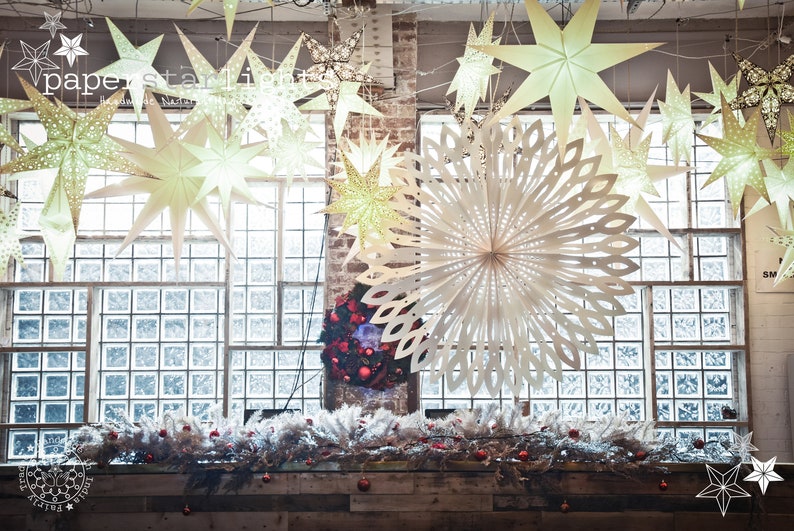 White Light Up Star Scandi Lampshade Hygge Lampshade Christmas Window Decoration Handmade Star Lampshade image 7