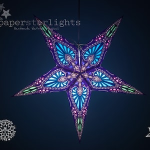 Star Paper Lantern | Purple and Blue | Star Lights | Boho Light | Festival and Party Decor | Hanging Lamp