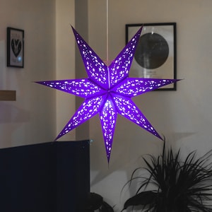 Lanterna a stella / Paralume viola / Luce stellare di carta / Decorazione per feste / Illuminazione per eventi / Illuminazione d'atmosfera / Fatto a mano / Matrimonio boho