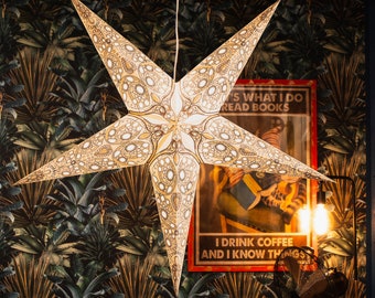 Großer Scandi Lampenschirm | Hygge Lampenschirm | Weihnachtsdekoration fürs Fenster Handgefertigte Stern-Lampenschirm