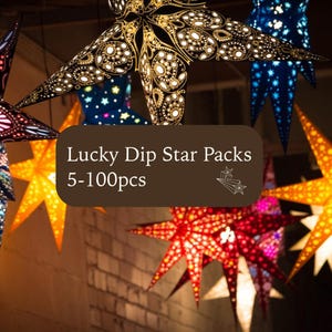 5er Pack - 100 Sterne Papierlaternen für Weihnachten, Party Festival Dekor - Handgemachte, indisch inspirierte Sternlampen