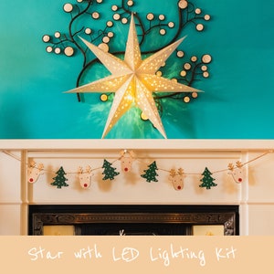 Lanterna a stella a 7 punte Scandi grigia con kit di illuminazione a LED - Arredamento moderno nordico per la casa