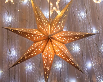 Linterna estrella / Decoración navideña / Estrella de Navidad / Luz de estrella de papel / Pantalla Scandi / Decoración de ventanas navideñas / Luz de estrella hecha a mano