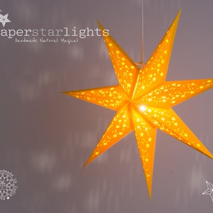 Lanterna a forma di stella di carta / Paralume giallo / Luce di stelle di carta / Luce di stelle / Decorazione per finestre di Natale / Paralume a forma di stella fatto a mano / Giallo