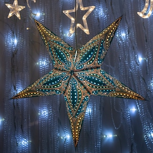 Lanterna a forma di stella blu / Luce a forma di stella / Decorazione natalizia / Decorazione per finestre natalizie / Paralume a forma di stella fatto a mano