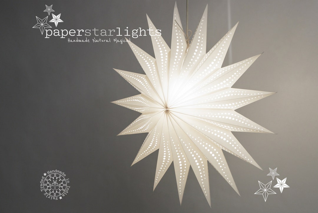 White Scandi Lampshade Sun Paper Lantern Neutral Lampshade Hygge Lightshade White Paper