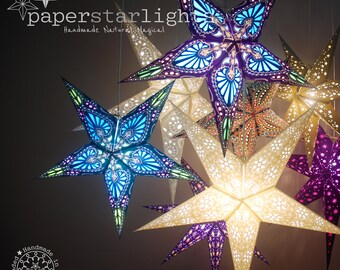 Diwali Christmas & Wedding 5 Point Star Lampshade Ganesh Design Purple 