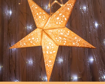 Scandi Style Paper Star Lantern with LED Lighting Kit - Handmade Decoration