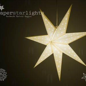 Lanterna a forma di stella di carta / Illuminazione scandinava / Decorazioni natalizie / Paralume neutro / Luce a forma di stella di carta / Illuminazione per matrimoni