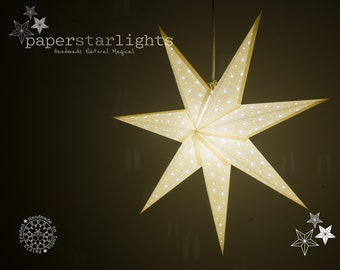 Lampion w kształcie gwiazdy papierowej | Oświetlenie Scandi | Dekoracje świąteczne | Abażur neutralny | Lampion w kształcie gwiazdy papierowej | Oświetlenie ślubne