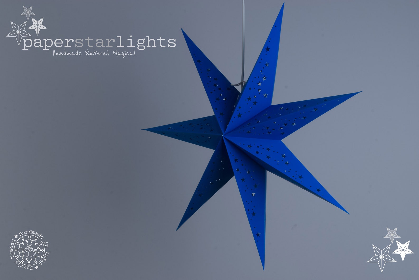 Paper Star Lantern Blue Lampshade Paper Starlight Party Etsy UK