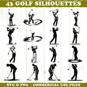 Golf Swing Silhouette Svg & Png Bundle for Cricut and Laser Engrave Golf Designs instant downloads