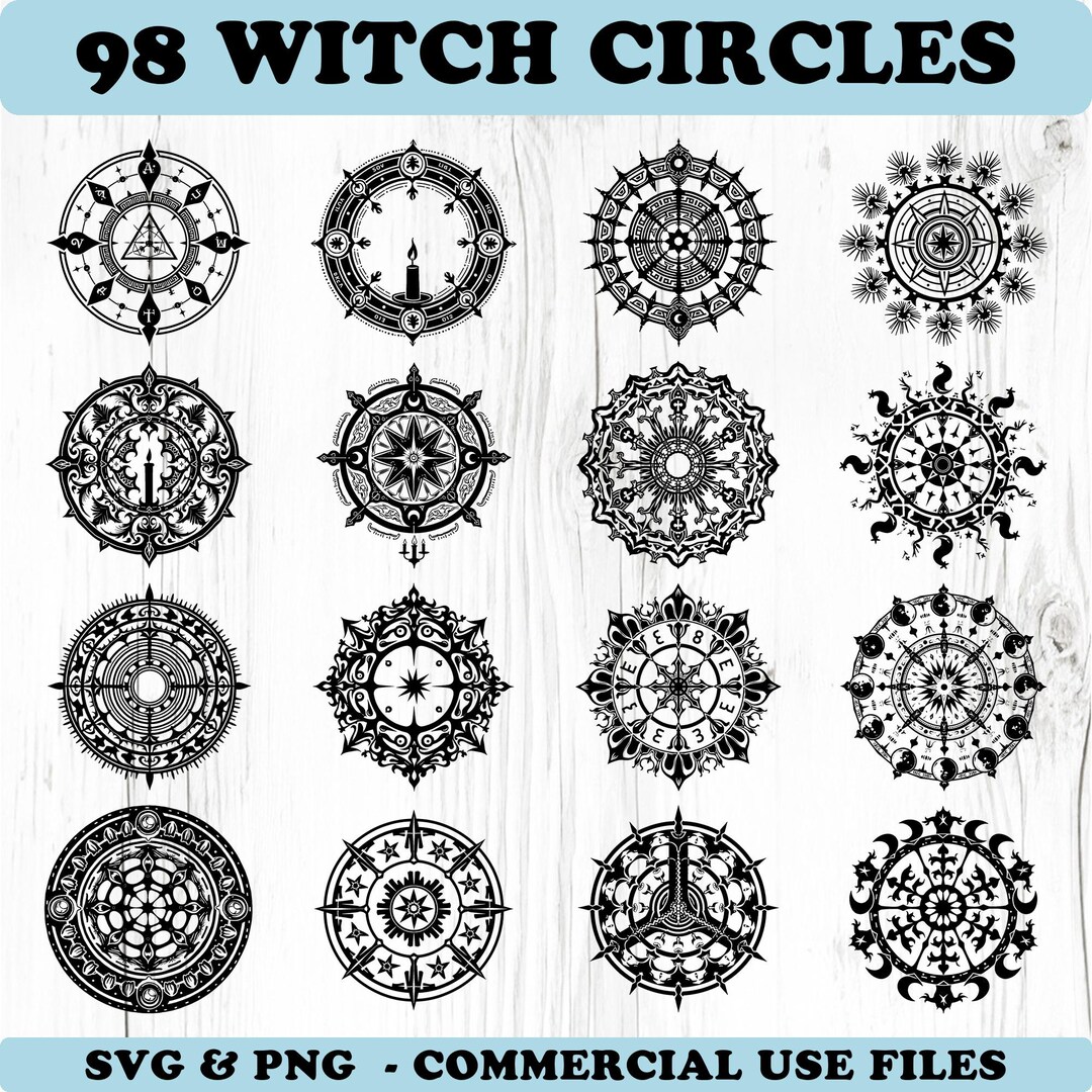 Witch Ritual Circles Svg & Png Bundle for Cricut and Laser Engrave ...
