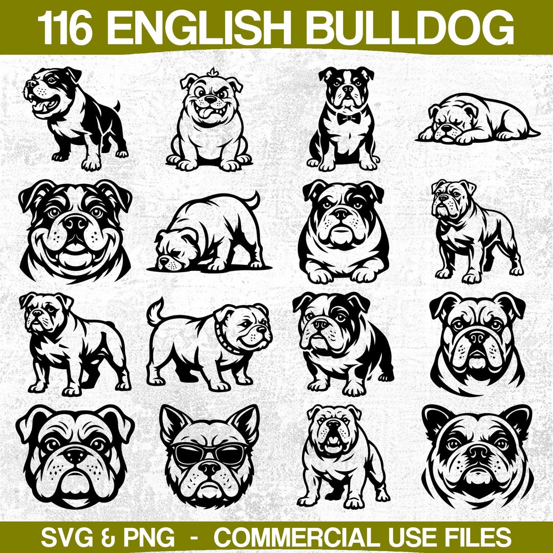 English Bulldog Svg & Png Bundle for Cricut and Laser Engrave Projects ...