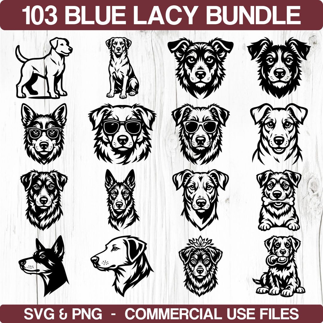 Blue Lacy Dog Svg & Png Bundle for Cricut and Laser Engrave Projects ...