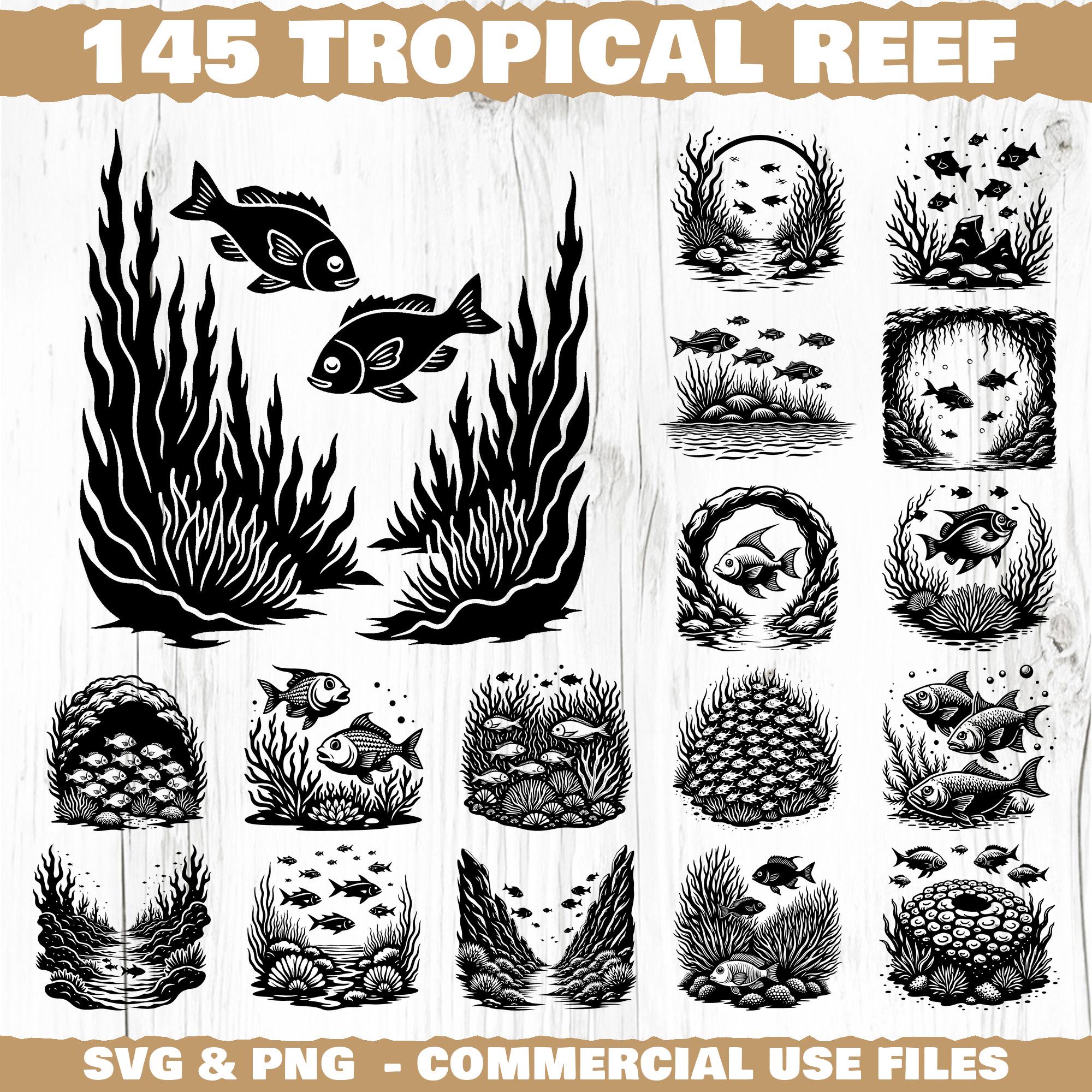 Tropical Reef Fish Scenes Svg & Png Bundle for Cricut and Laser Engrave ...