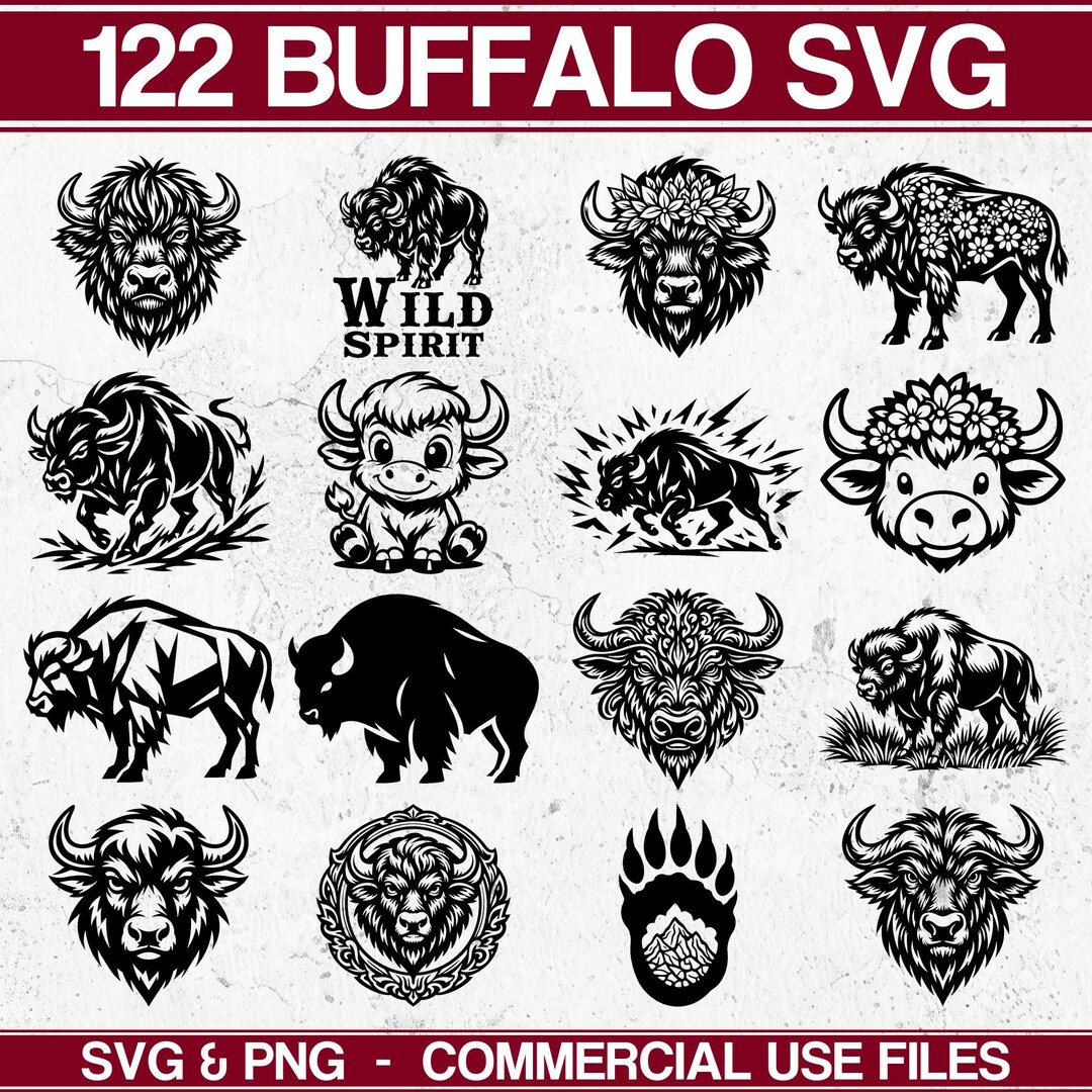 Buffalo Svg & Png Bundle for Cricut and Laser Engrave Designs Instant ...