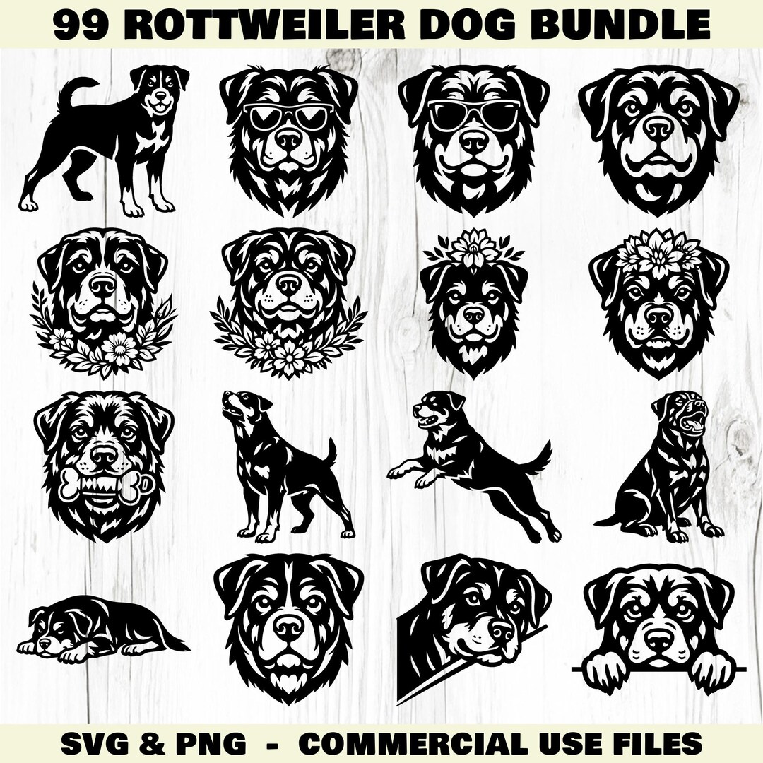 Rottweiler Dog Svg & Png Bundle for Cricut and Laser Engrave ...