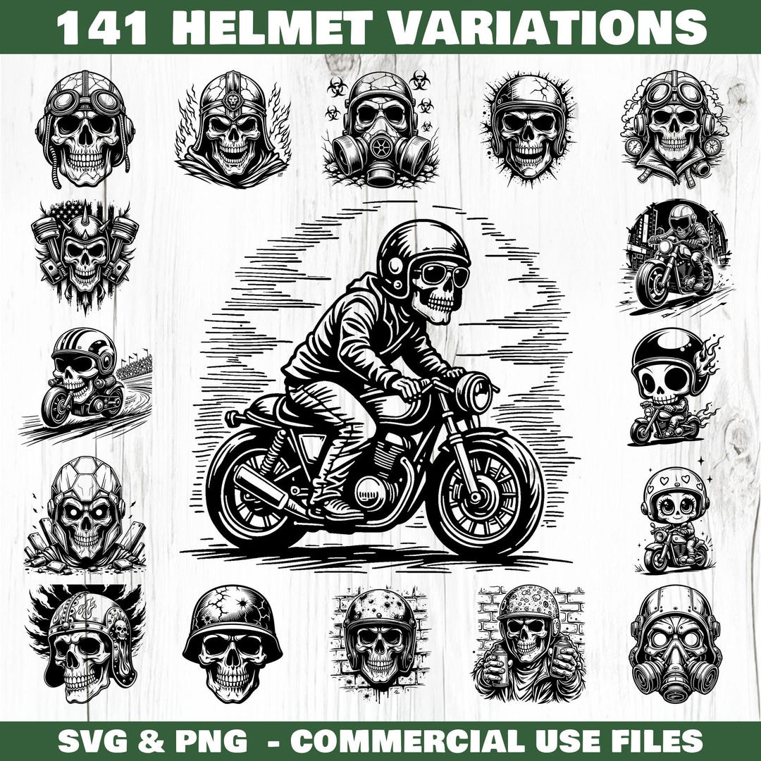 Skull Rider Helmet Svg & Png Bundle for Cricut and Laser Engrave ...