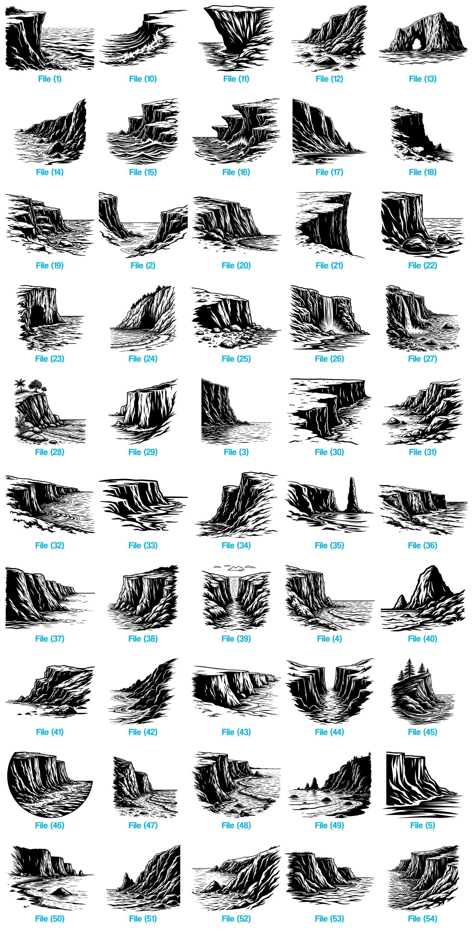 Coastal Cliff Beach Scenes Svg & Png Bundle for Cricut and Laser ...