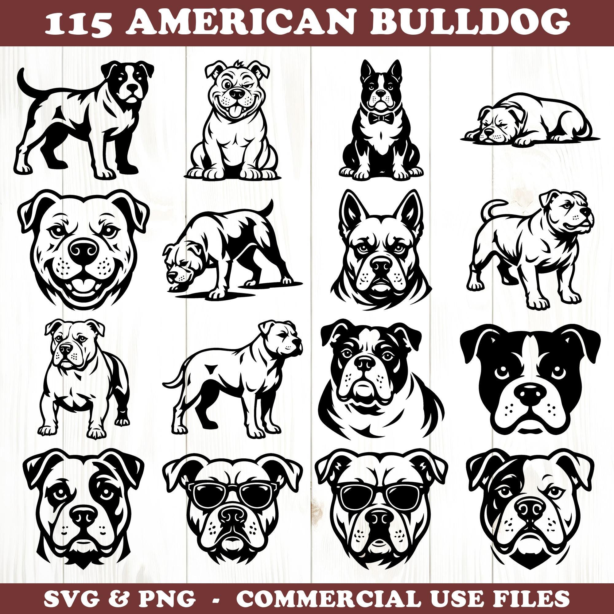 American Bulldog SVG & PNG Bundle for Cricut and Laser Engrave Dog ...