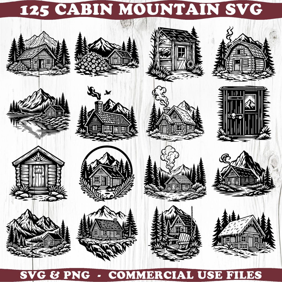 Cabin Mountain Svg & Png Bundle for Cricut and Laser Engrave Crafts ...