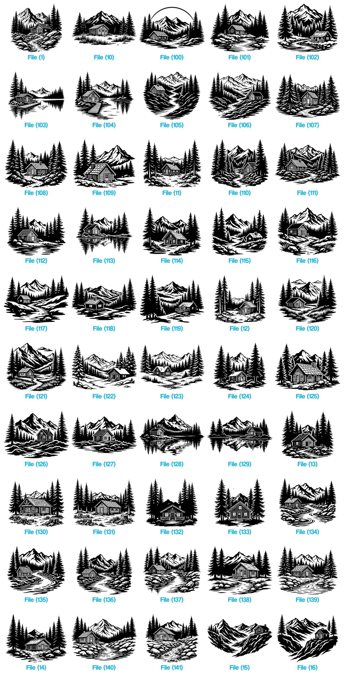 Cabin Wilderness Landscape Scenes Svg & Png Bundle for Cricut and Laser ...