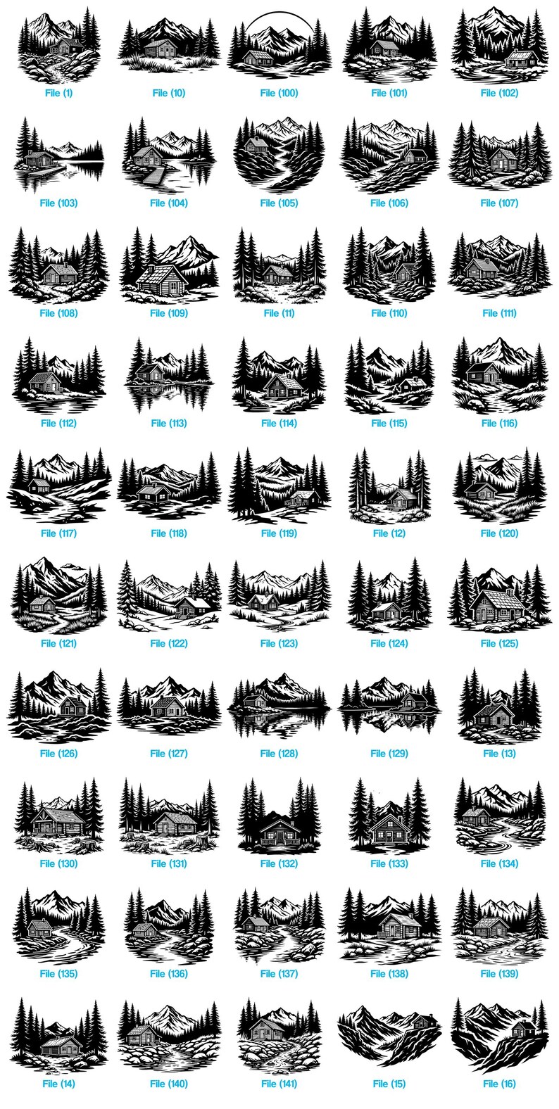 Cabin Wilderness Landscape Scenes Svg & Png Bundle for Cricut and Laser ...