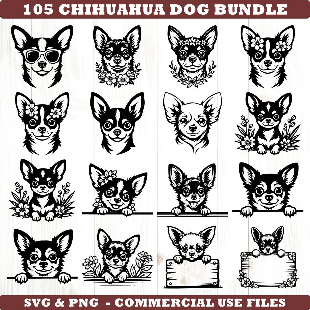 Chihuahua Dog Svg & Png Bundle for Cricut and Laser Engrave Projects ...