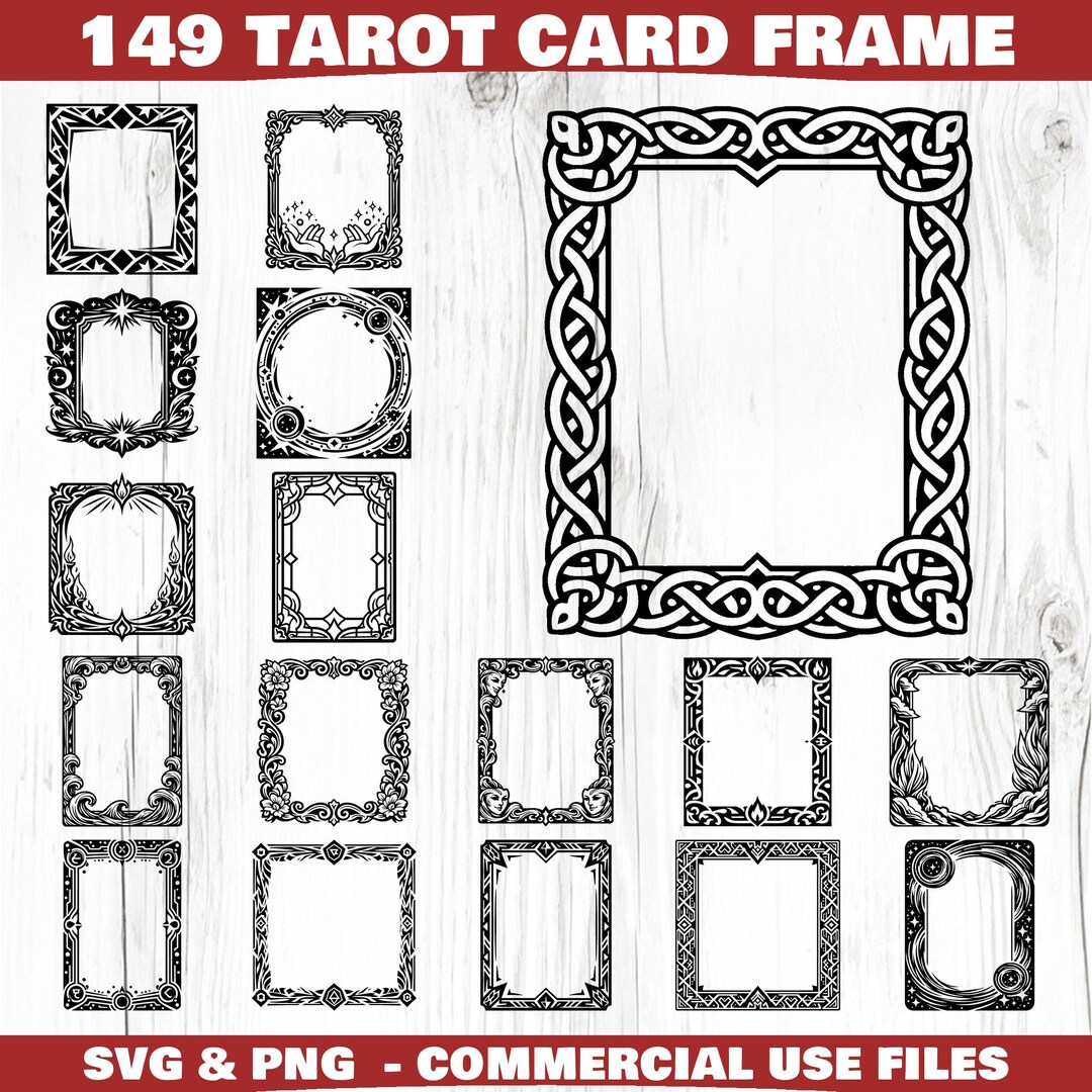Vector Tarot Frame Tarot Card Frame Svg & Png Bundle for Cricut and Laser Engrave Projects ...