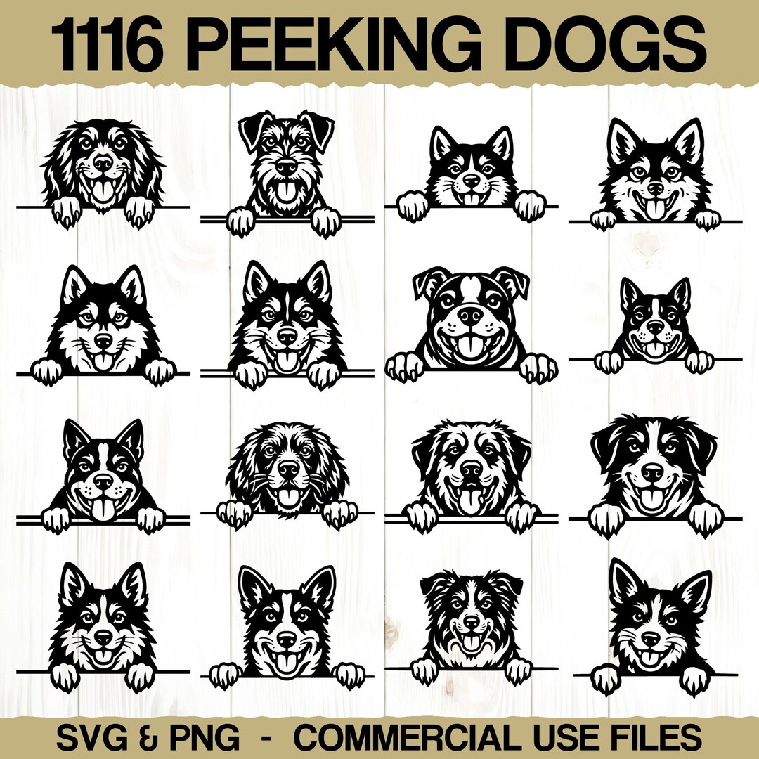 Peeking Dogs Breeds Svg & Png Bundle for Cricut and Laser Engrave ...