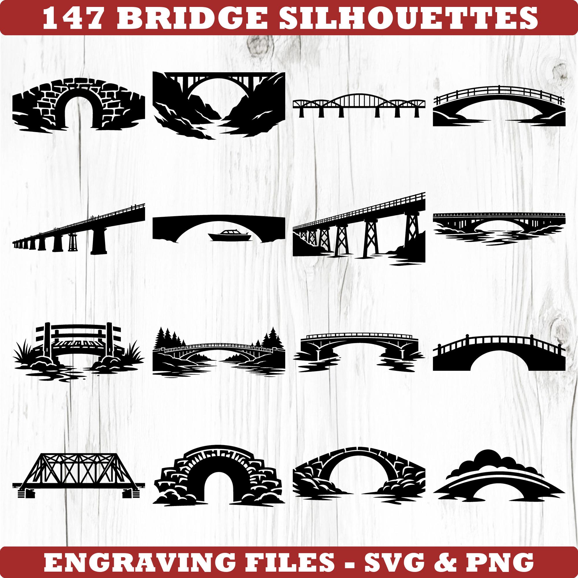 Bridge Silhouettes Svg & Png Bundle for Cricut and Laser Engrave ...
