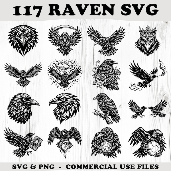 Raven SVG & PNG Bundle for Cricut and Laser Engrave Crafts Home Decor instant downloads