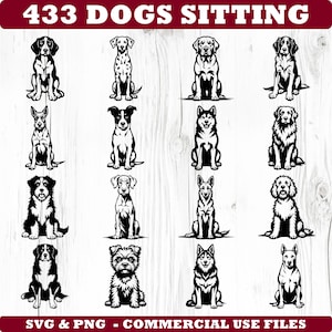 Dogs Sitting Pose Complete Breed SVG & PNG Bundle for Cricut and Laser Engrave instant downloads