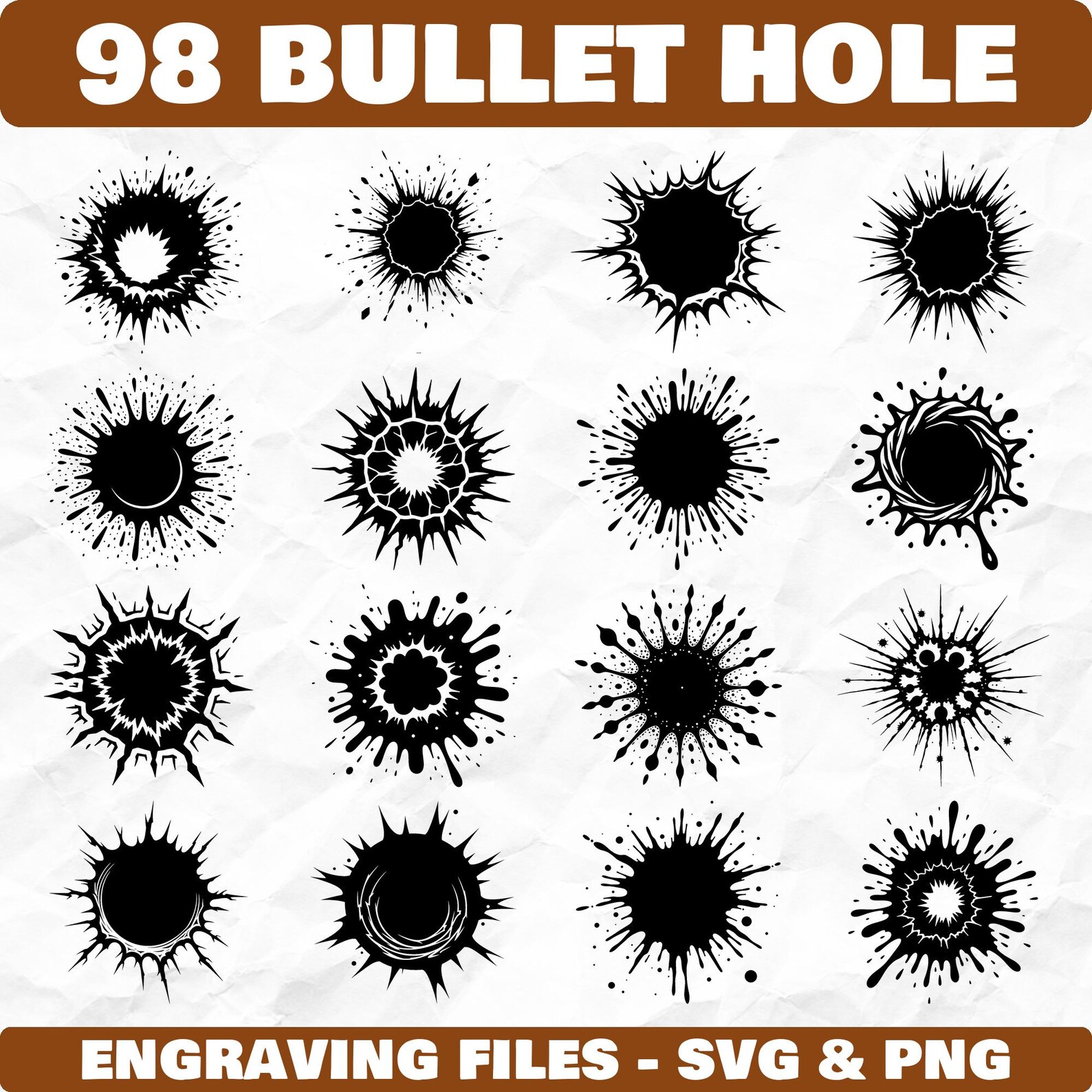Bullet Hole Graphics Svg & Png Bundle for Cricut and Laser Engrave ...