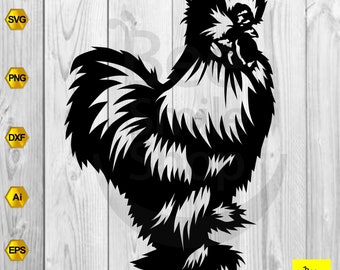 Cute Beautiful Silky Rooster SVG - Chicken svg, Chicken Pet, Chicken png, Chicken Fluffy, Fluffy Chicken svg file for cricut and Print SVG