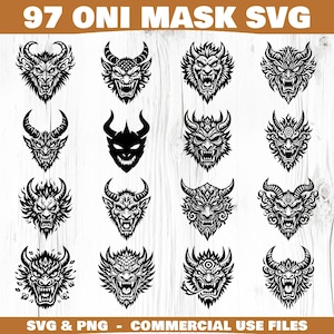 Oni Mask Svg & Png-paket för Cricut och lasergravyr - direktnedladdningar