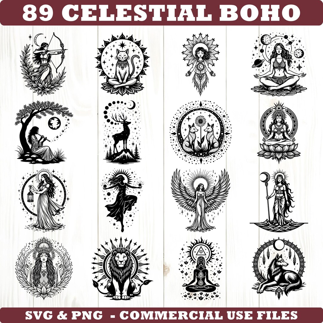 Celestial Boho Goddess & Spirit Svg Png Bundle for Cricut and Laser ...